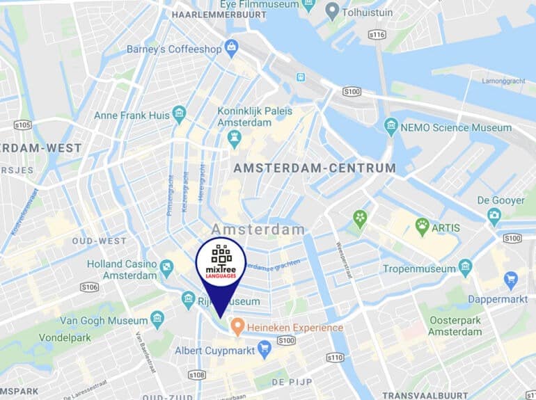 Map showing MixTree Languages at Eerste Weteringplantsoen 2c, 1017 SJ Amsterdam
