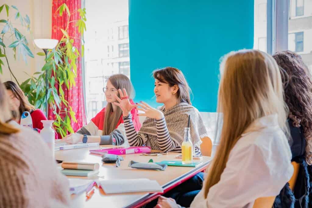 Students in morning English class in Amsterdam