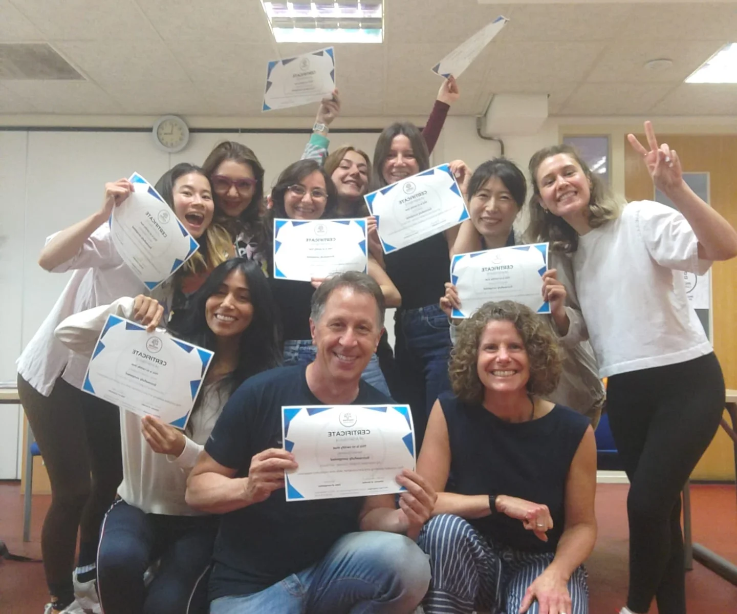 Business English students with their CEFR Certificates of Attendance and Proficiency at MixTree Languages